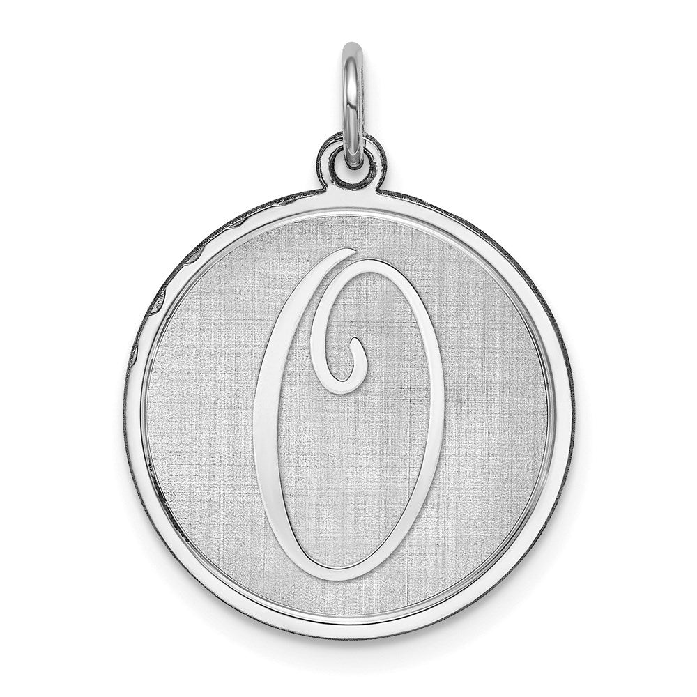 Sterling Silver Rhodium-plated Brocaded Letter O Initial Charm