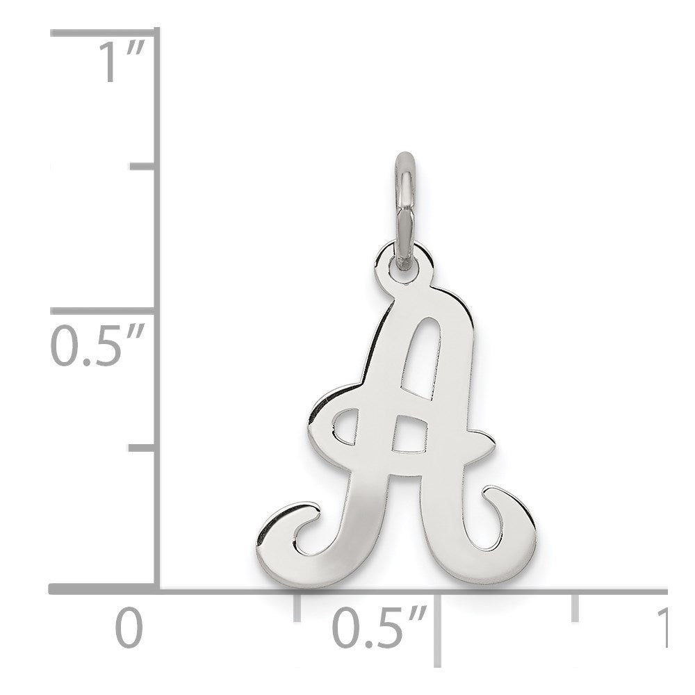 Sterling Silver Rhodium-plated Stamped Letter A Initial Charm