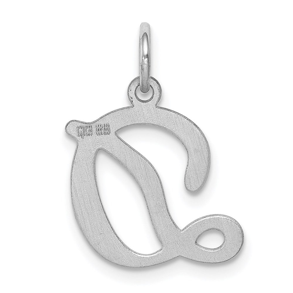 Sterling Silver Rhodium-plated Stamped Letter D Initial Charm