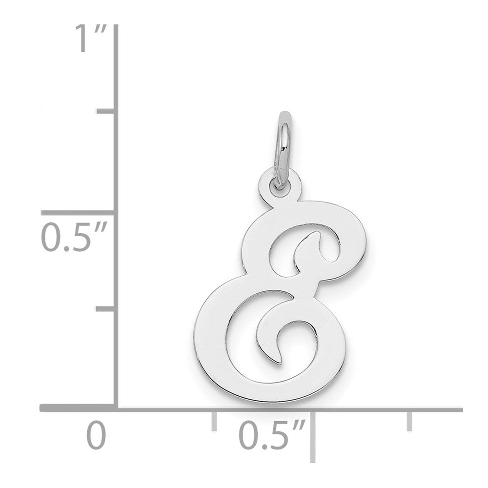 Sterling Silver Rhodium-plated Stamped Letter E Initial Charm