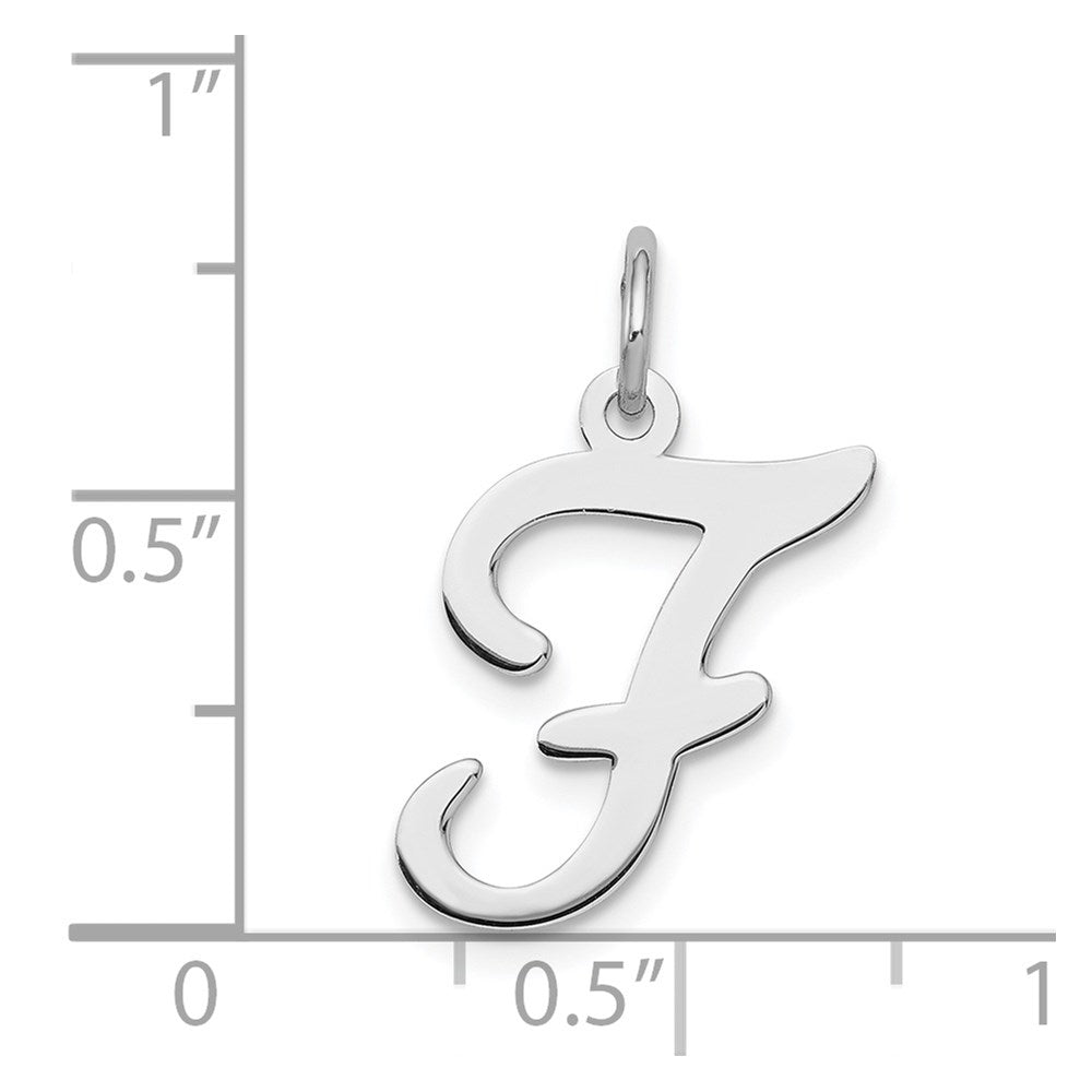 Sterling Silver Rhodium-plated Stamped Letter F Initial Charm