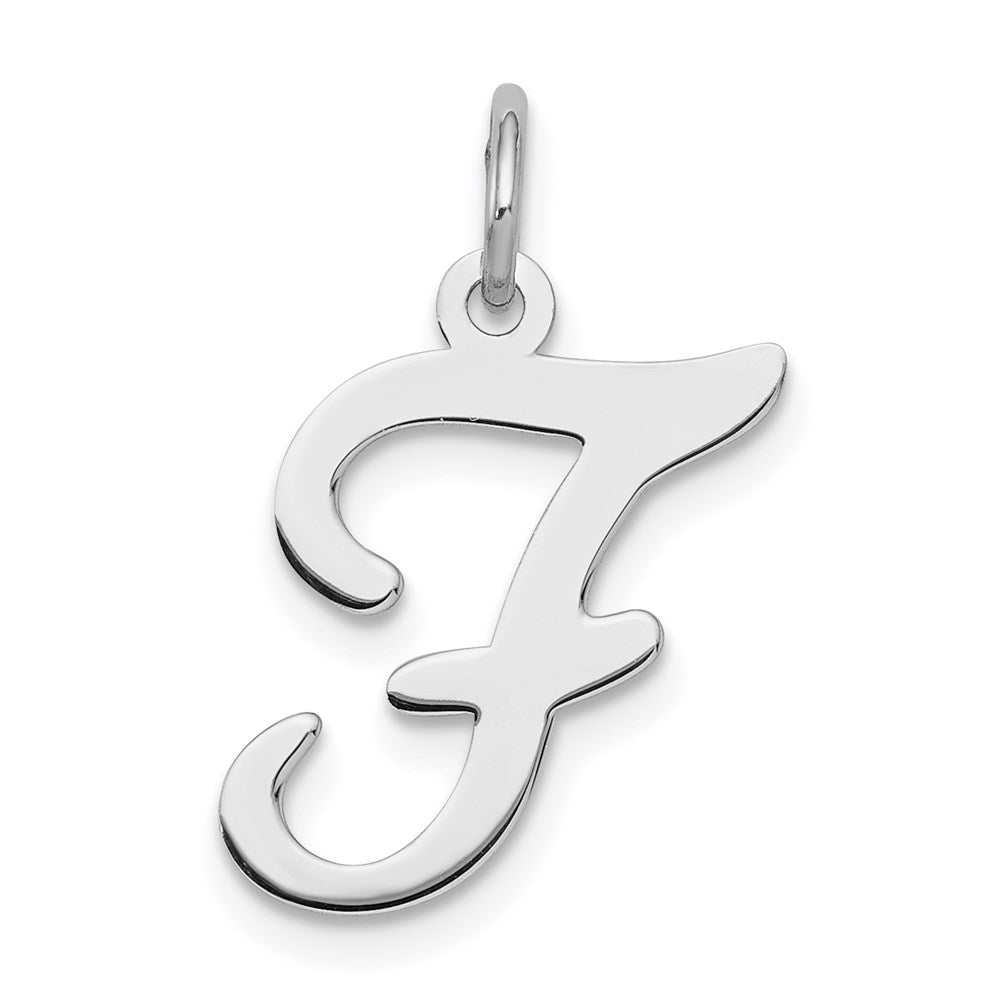 Sterling Silver Rhodium-plated Stamped Letter F Initial Charm