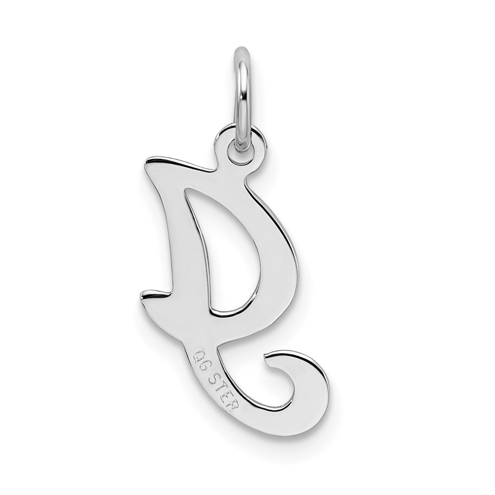 Sterling Silver Rhodium-plated Stamped Letter I Initial Charm