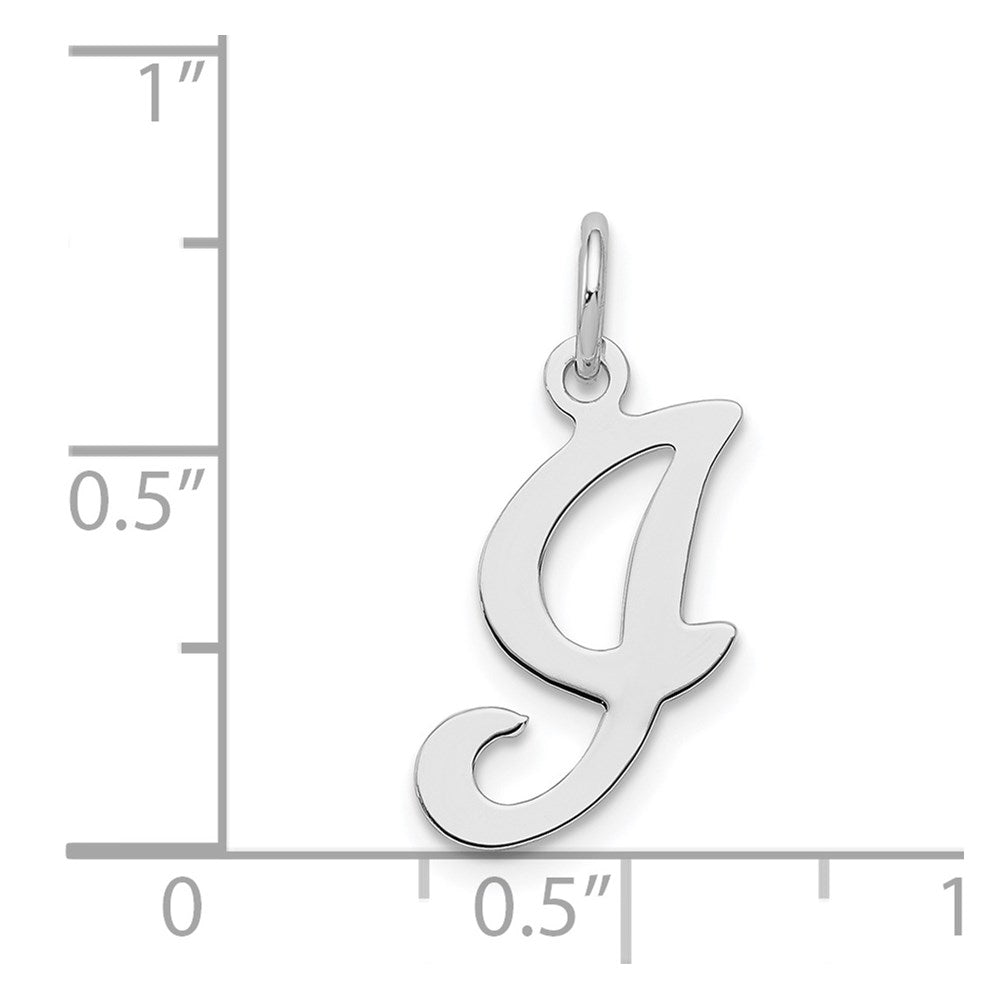 Sterling Silver Rhodium-plated Stamped Letter I Initial Charm