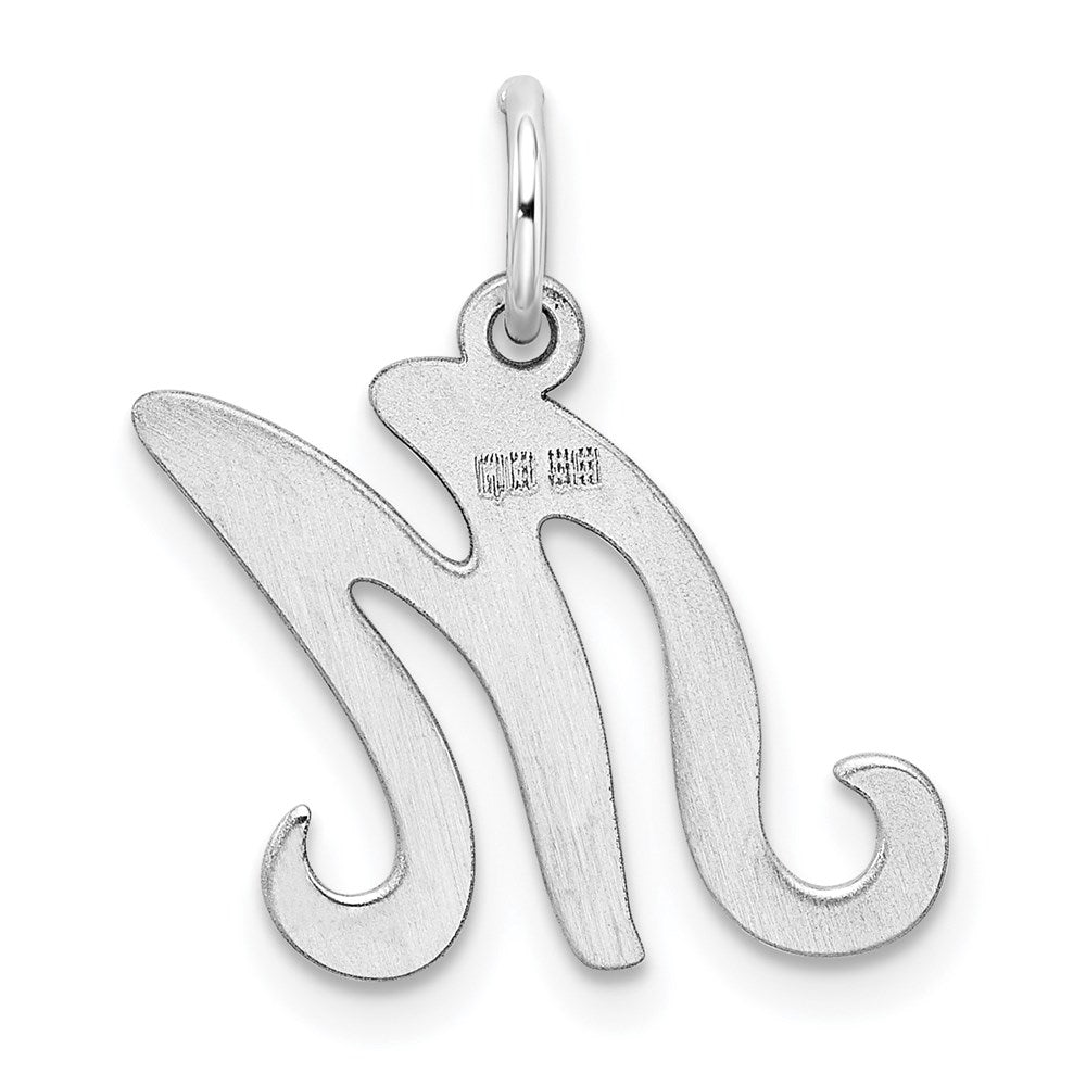 Sterling Silver Rhodium-plated Stamped Letter M Initial Charm