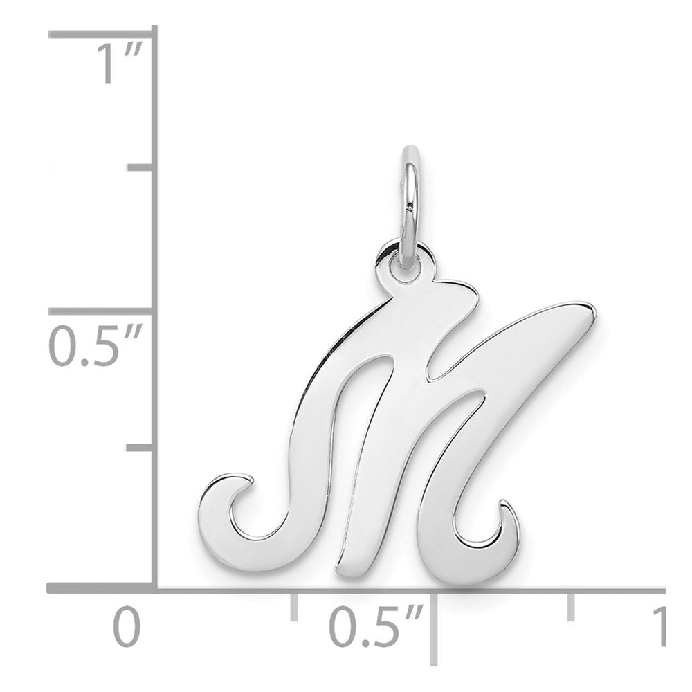 Sterling Silver Rhodium-plated Stamped Letter M Initial Charm