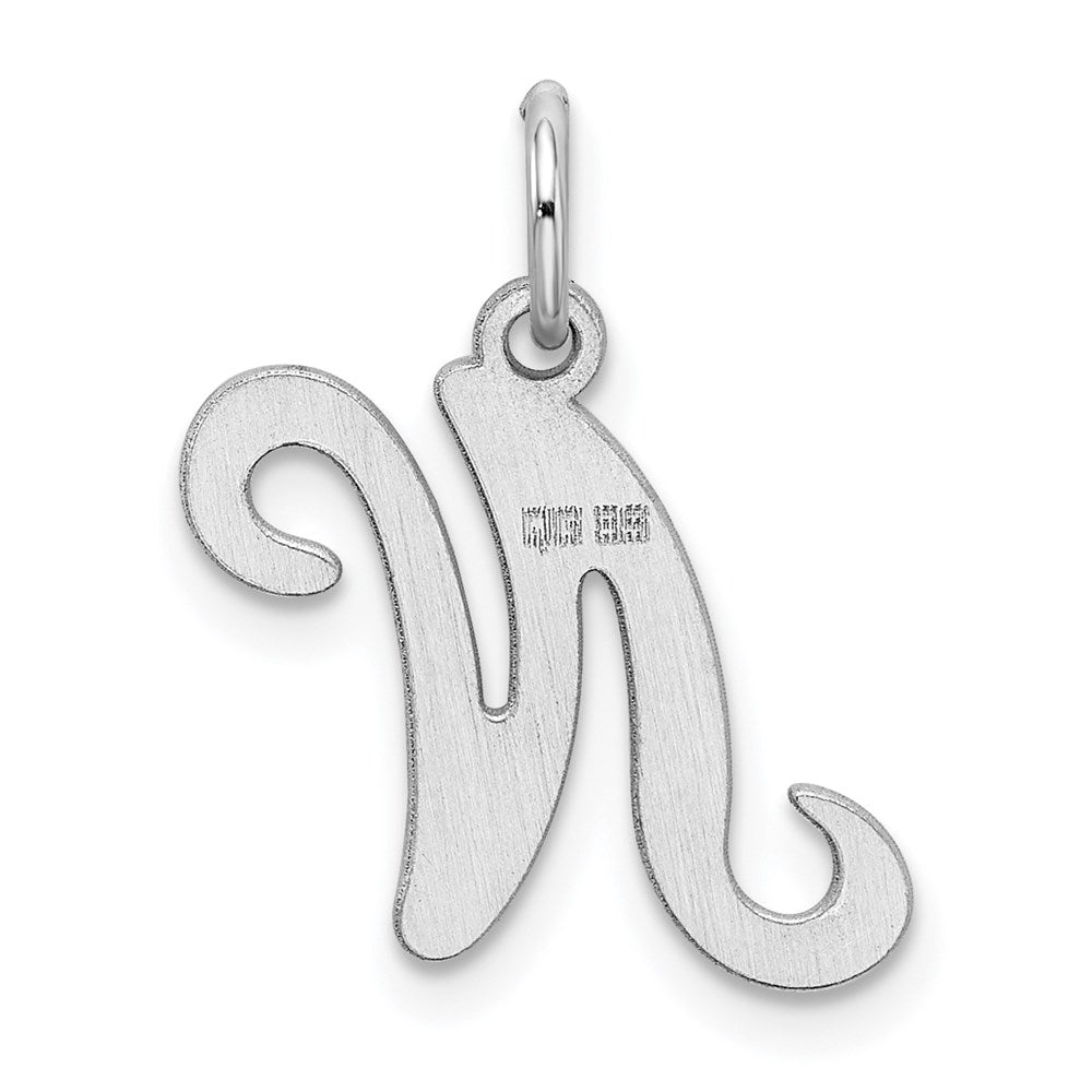 Sterling Silver Rhodium-plated Stamped Letter N Initial Charm