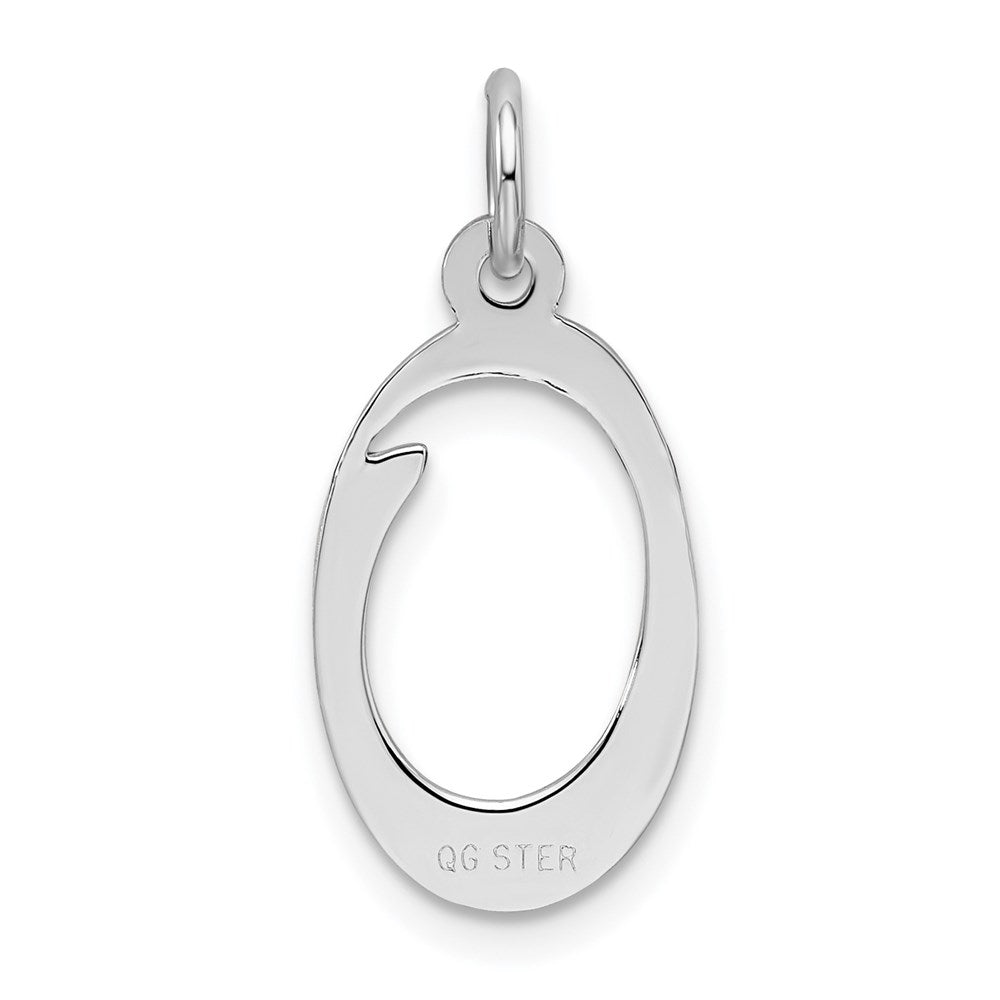 Sterling Silver Rhodium-plated Stamped Letter O Initial Charm