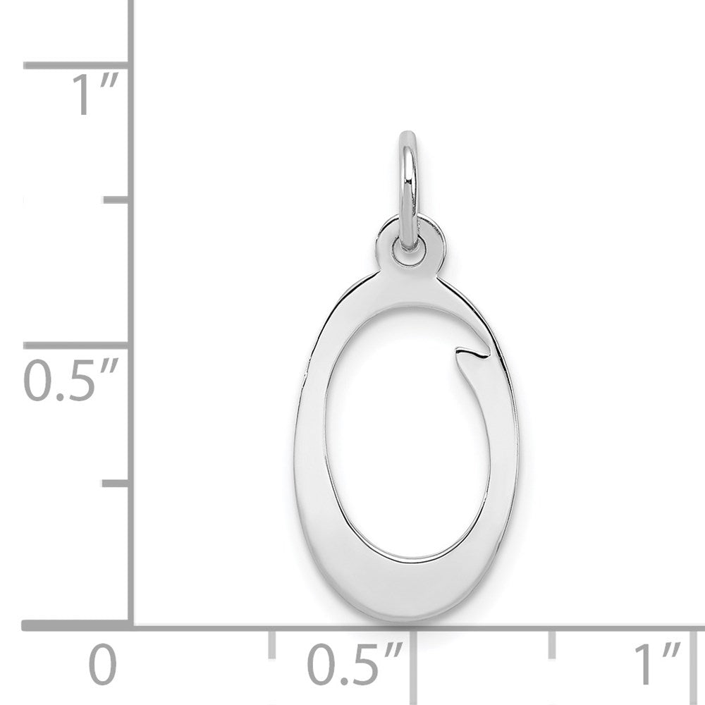 Sterling Silver Rhodium-plated Stamped Letter O Initial Charm