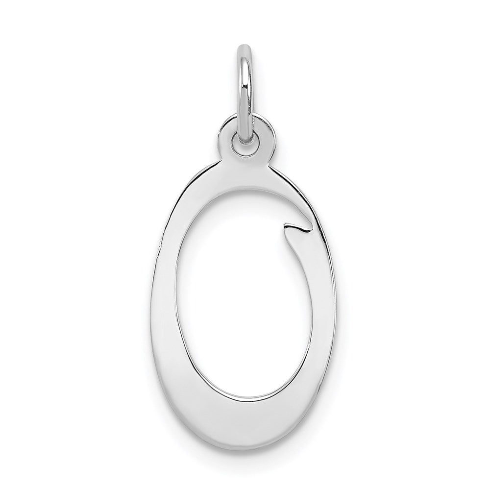 Sterling Silver Rhodium-plated Stamped Letter O Initial Charm