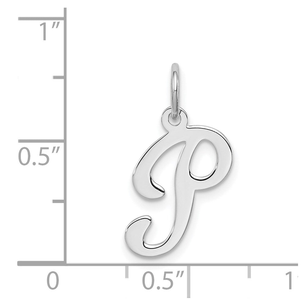 Sterling Silver Rhodium-plated Stamped Letter P Initial Charm