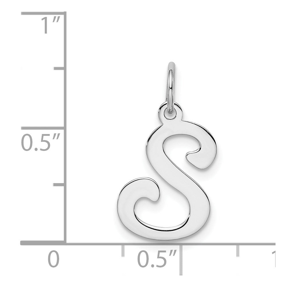 Sterling Silver Rhodium-plated Stamped Letter S Initial Charm