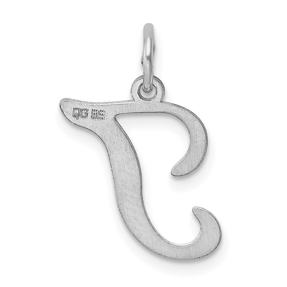 Sterling Silver Rhodium-plated Stamped Letter T Initial Charm