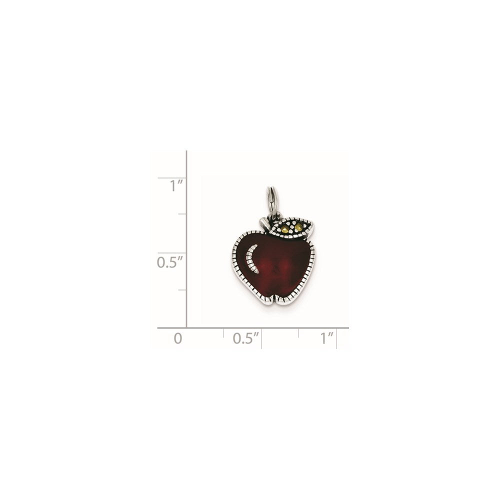 Sterling Silver Enameled Red Apple Charm