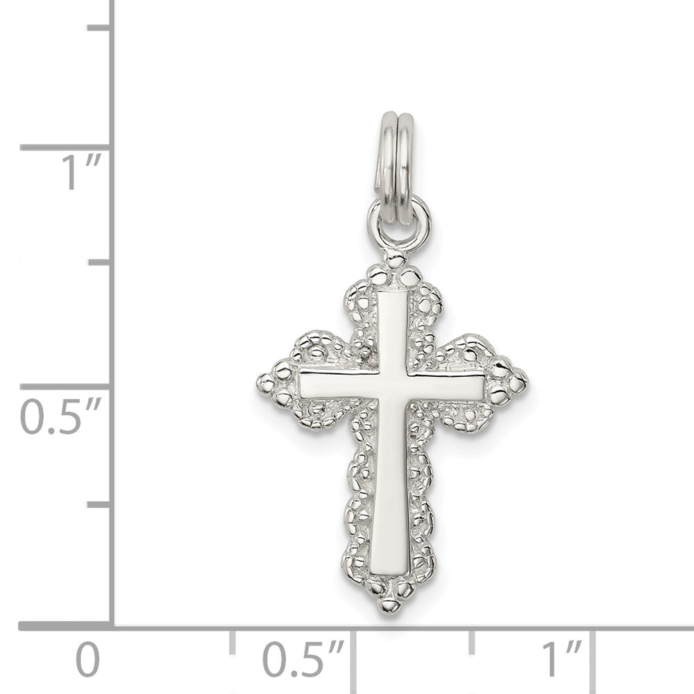 Sterling Silver Rhodium-plated Cross Charm