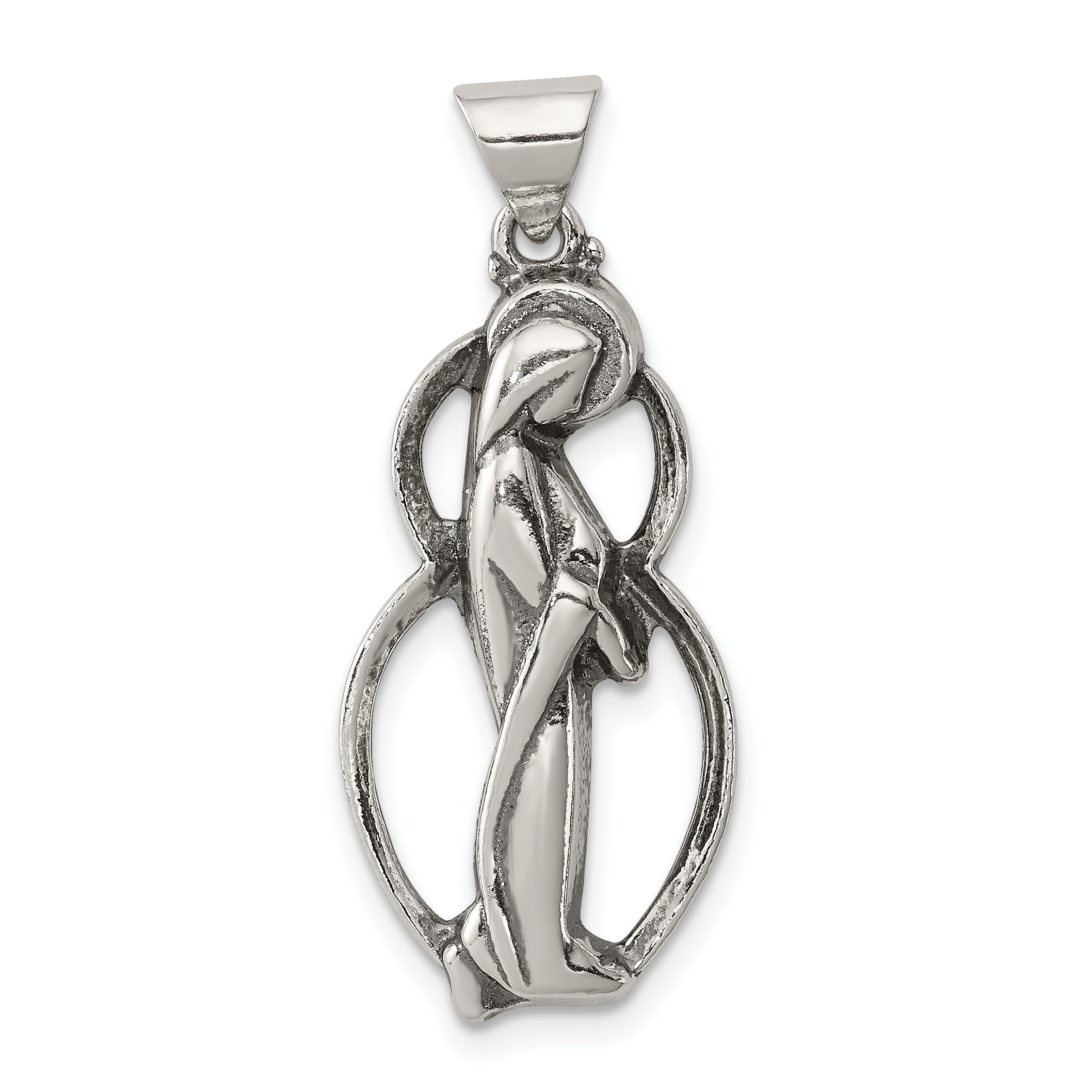 Sterling Silver Antiqued Blessed Mary Charm QC4384