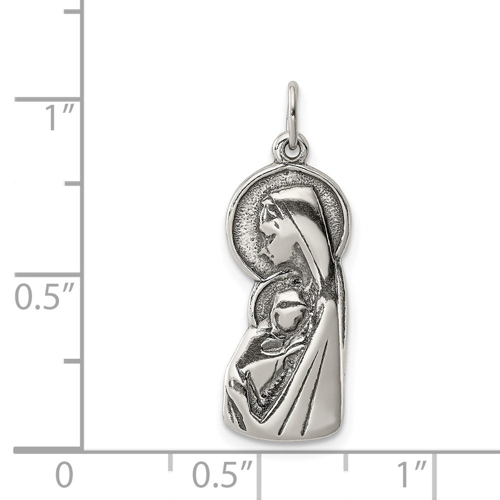 Sterling Silver Antiqued Blessed Mary & Child Jesus Charm