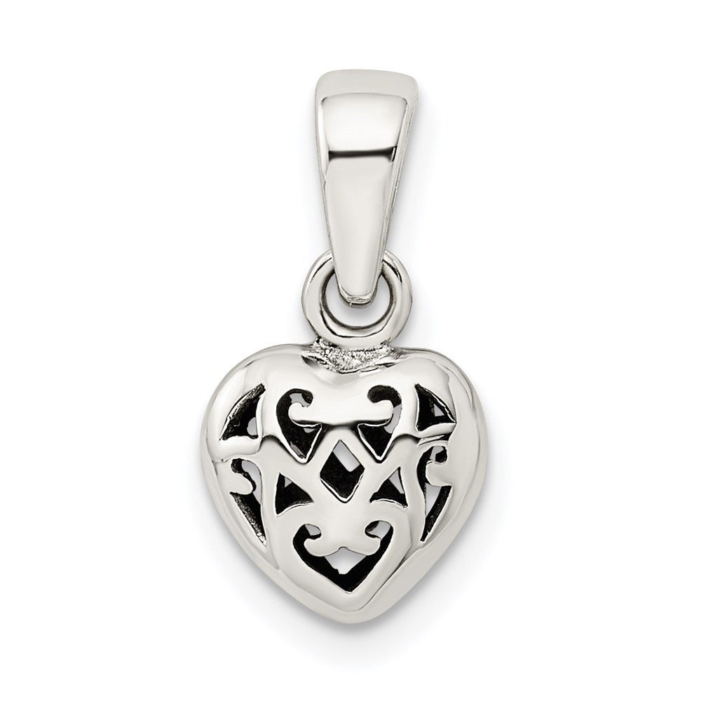 Sterling Silver Antique Puff Heart Charm