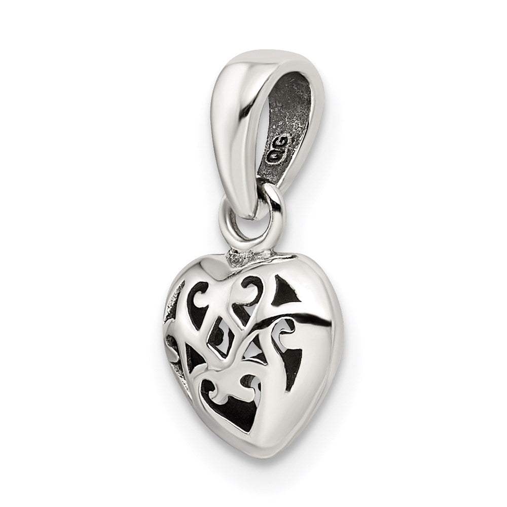 Sterling Silver Antique Puff Heart Charm