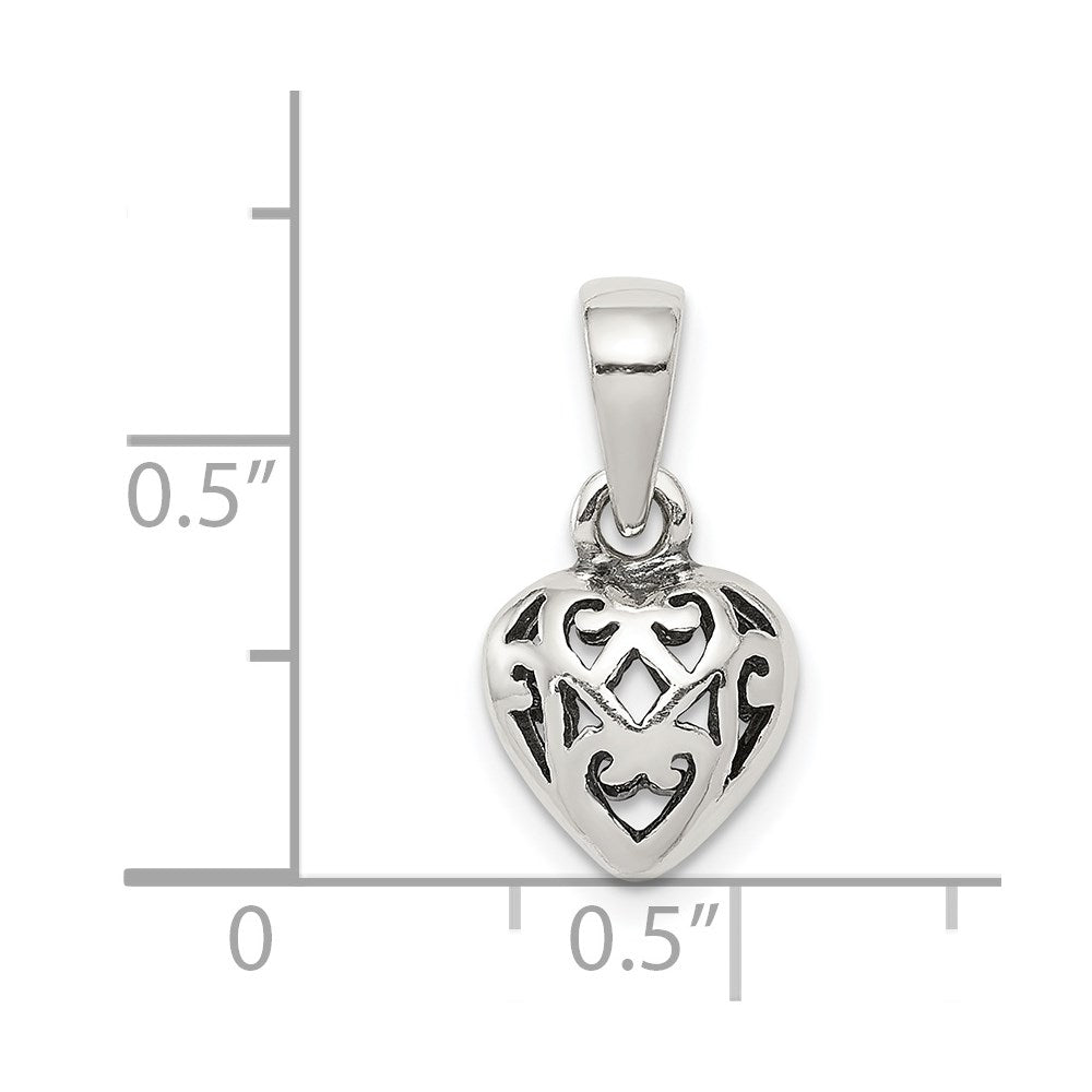 Sterling Silver Antique Puff Heart Charm