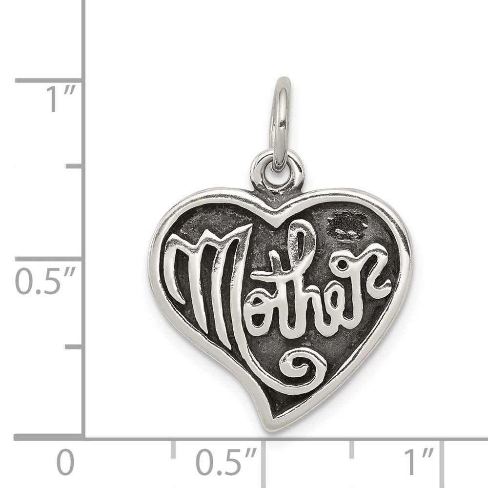 Sterling Silver Antique Mother Heart Charm