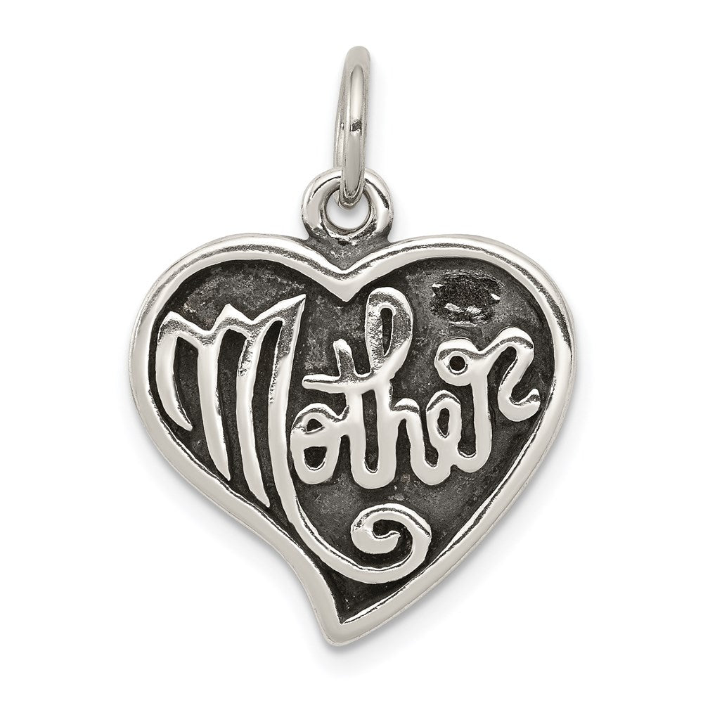 Sterling Silver Antique Mother Heart Charm