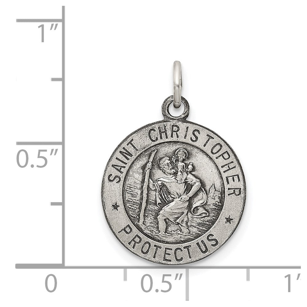 Sterling Silver Antiqued St. Christopher Medal