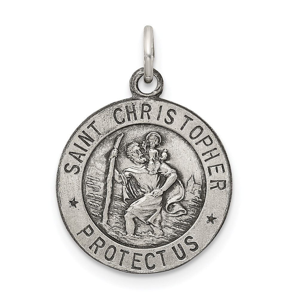 Sterling Silver Antiqued St. Christopher Medal