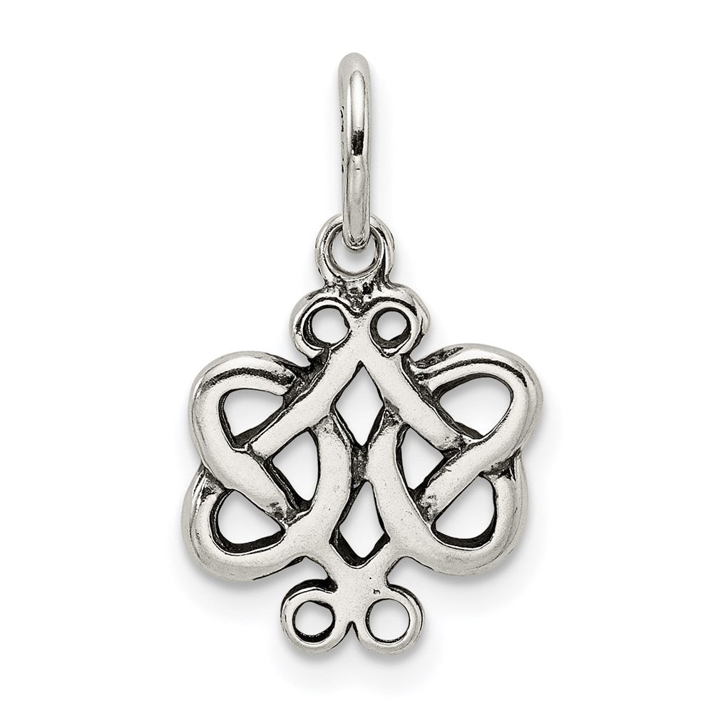 Sterling Silver Antiqued Scroll Celtic Knot Charm