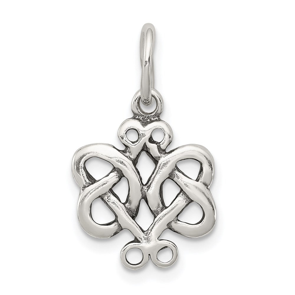 Sterling Silver Antiqued Scroll Celtic Knot Charm