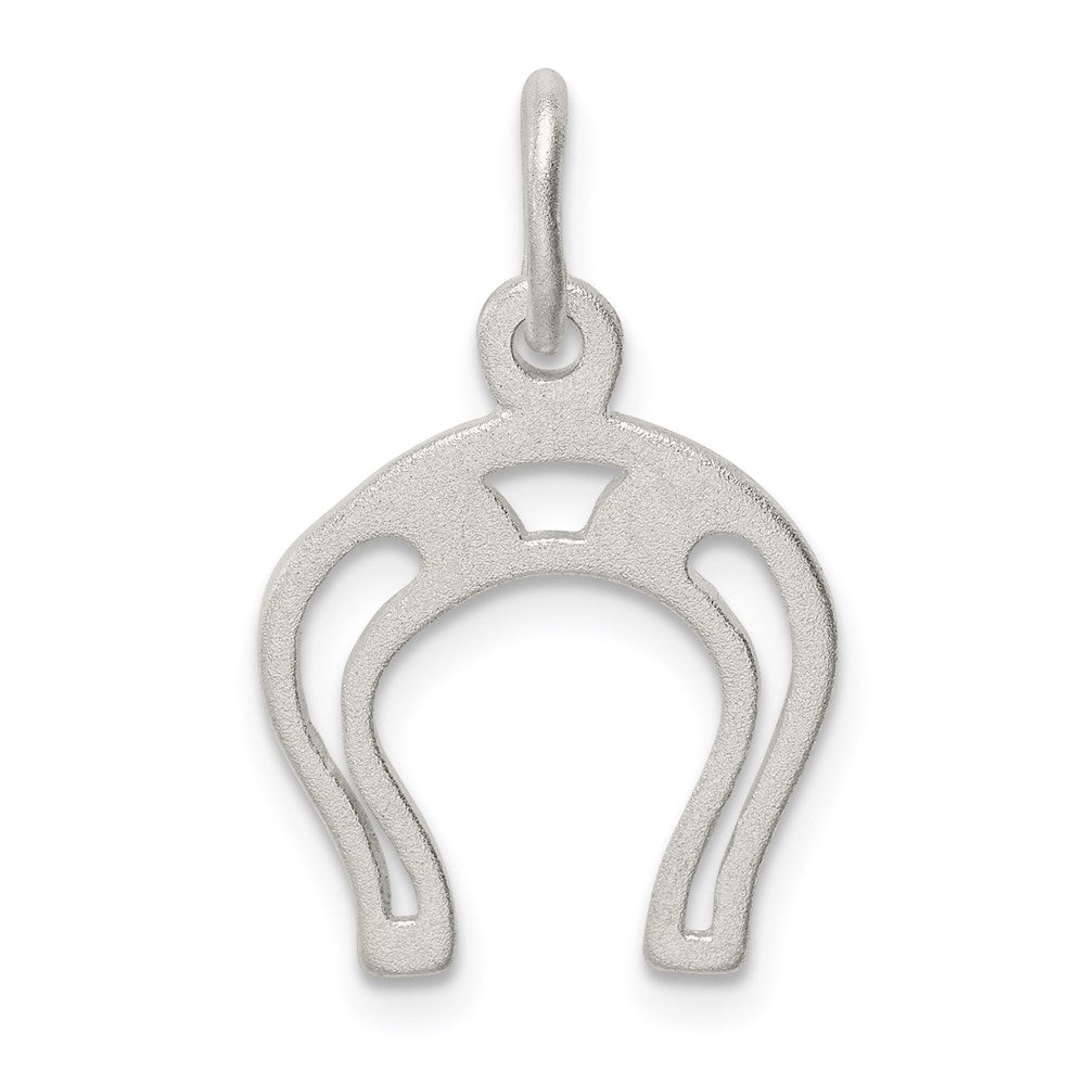 Sterling Silver Satin Open Style Horseshoe Charm