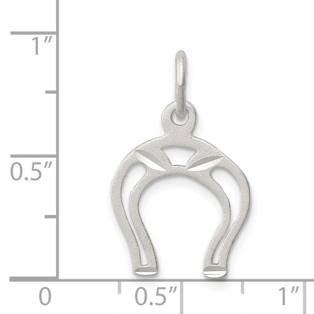 Sterling Silver Satin Open Style Horseshoe Charm