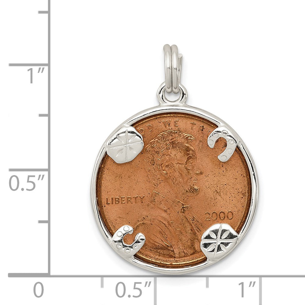 Sterling Silver Rhodium-plated Penny Charm