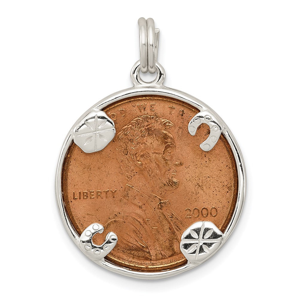 Sterling Silver Rhodium-plated Penny Charm