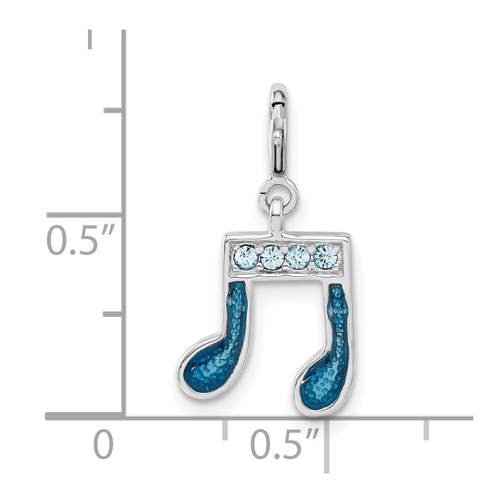 Sterling Silver Preciosa Crystal & Blue Enamel Music Note Charm