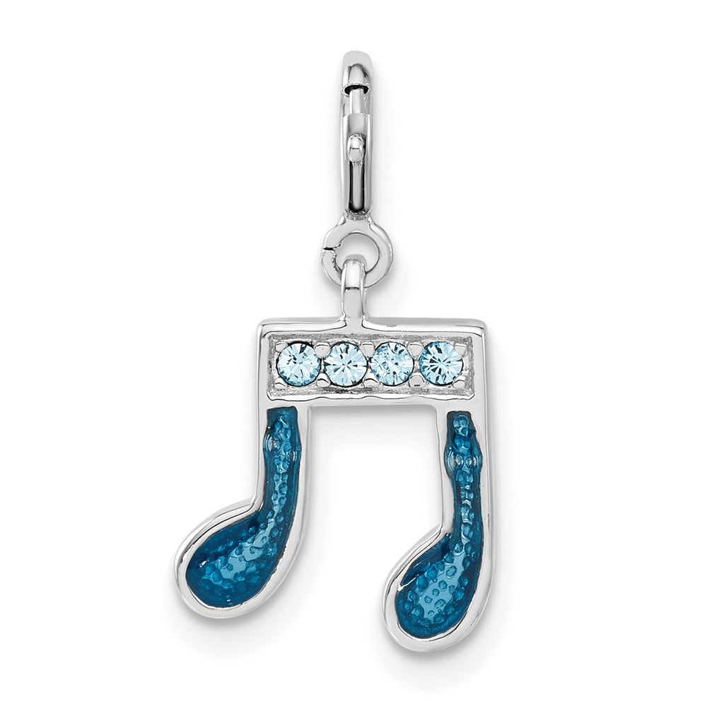 Sterling Silver Preciosa Crystal & Blue Enamel Music Note Charm