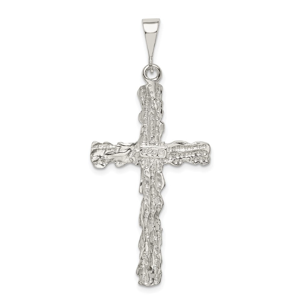 Sterling Silver Diamond -Cut Cross Pendant