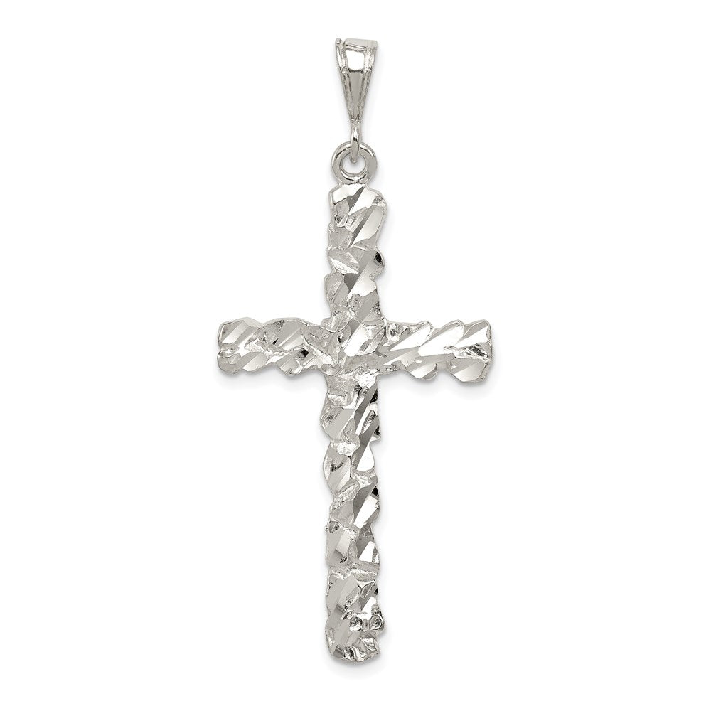 Sterling Silver Diamond -Cut Cross Pendant