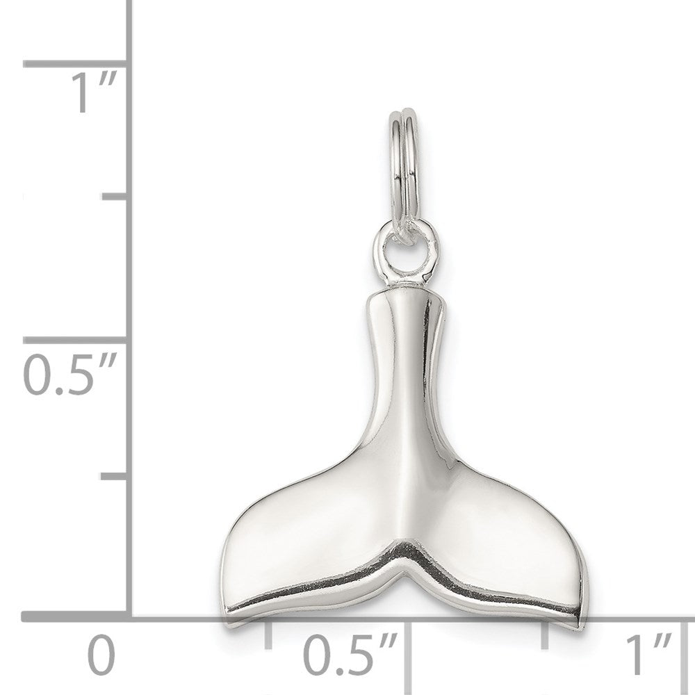 Sterling Silver Rhodium-plated Whale Tail Charm