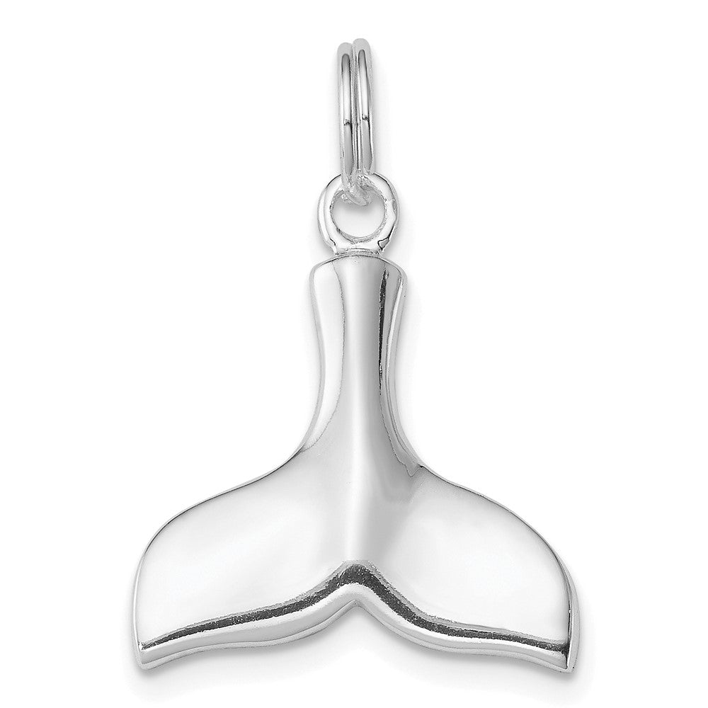 Sterling Silver Rhodium-plated Whale Tail Charm