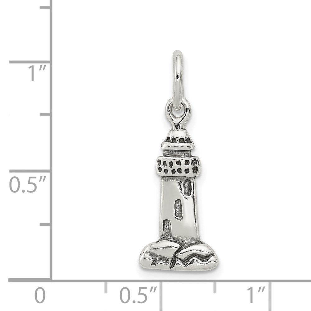 Sterling Silver Antiqued Lighthouse Charm