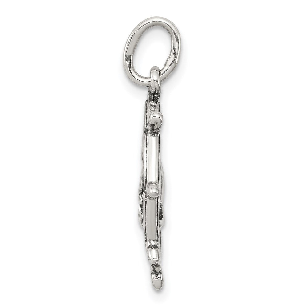 Sterling Silver Antiqued Sailboat in Wheel Charm