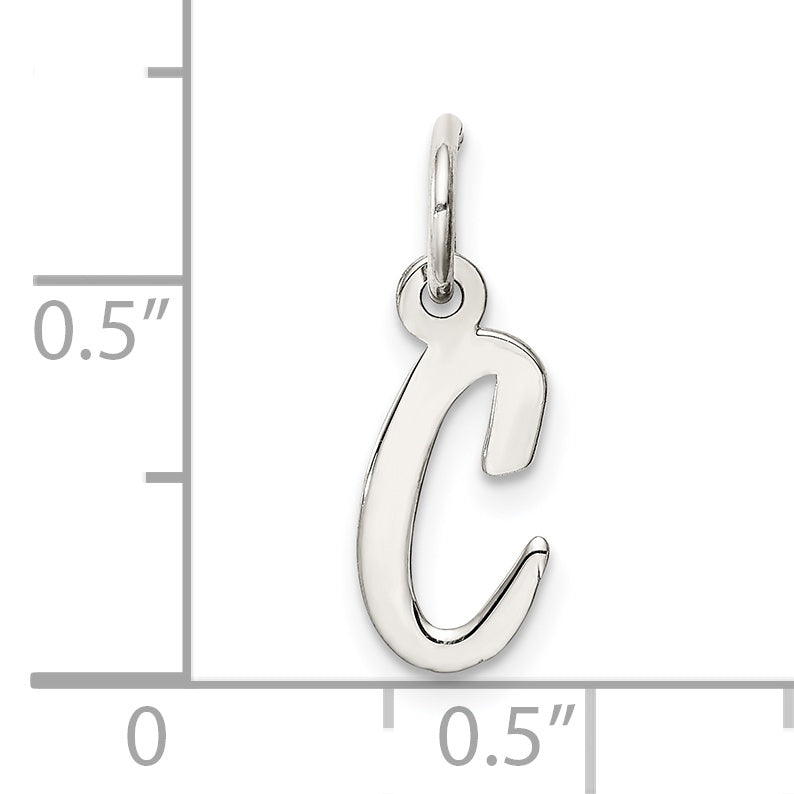 Sterling Silver Small Script Initial C Charm QC5080C