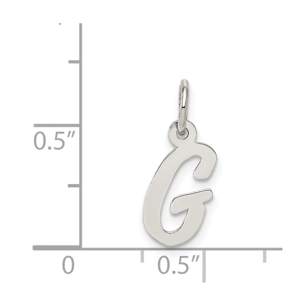 Sterling Silver Rhodium-plated Script Letter G Initial Charm