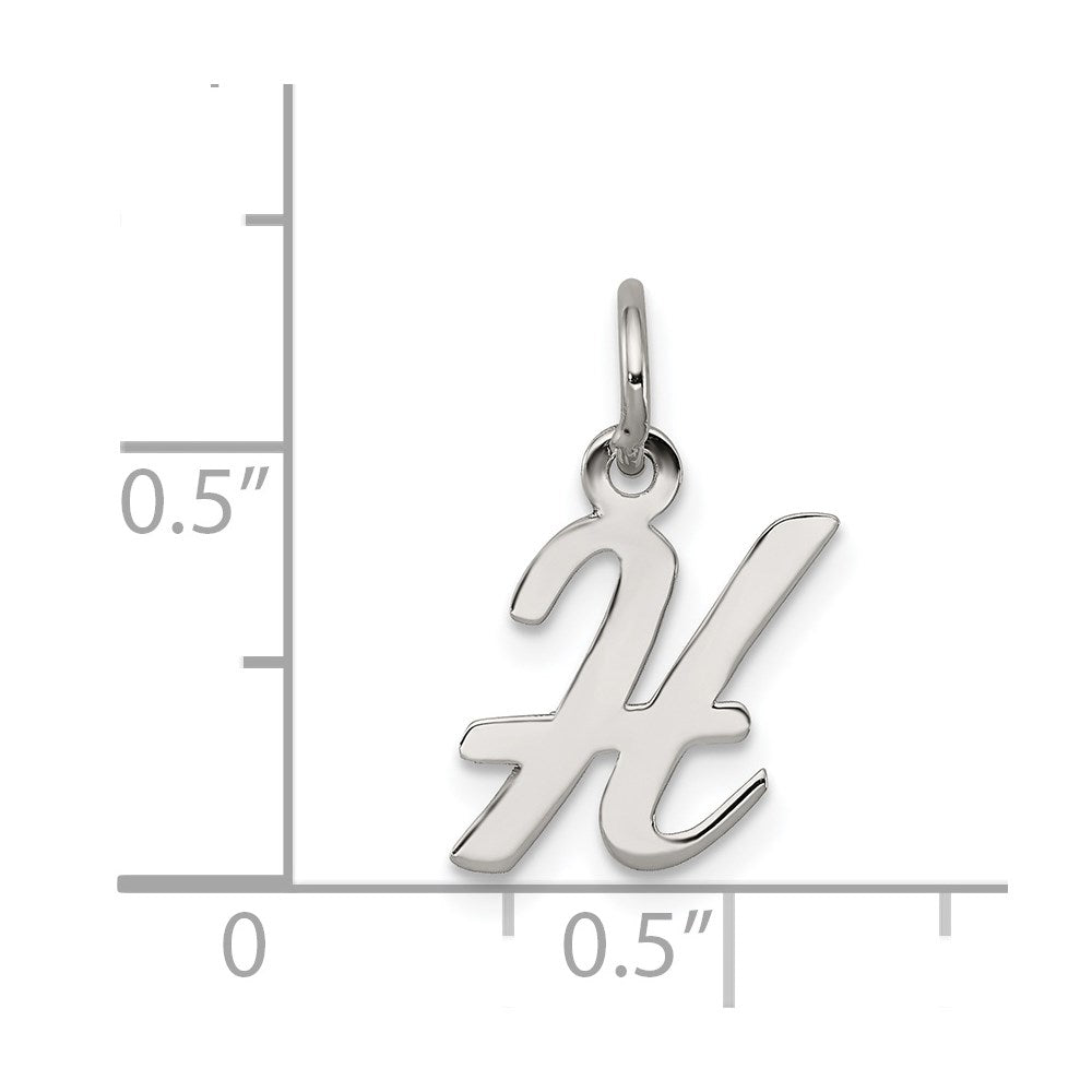 Sterling Silver Rhodium-plated Script Letter H Initial Charm