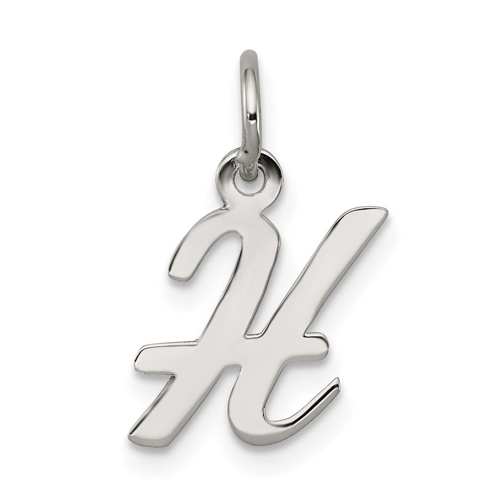 Sterling Silver Rhodium-plated Script Letter H Initial Charm