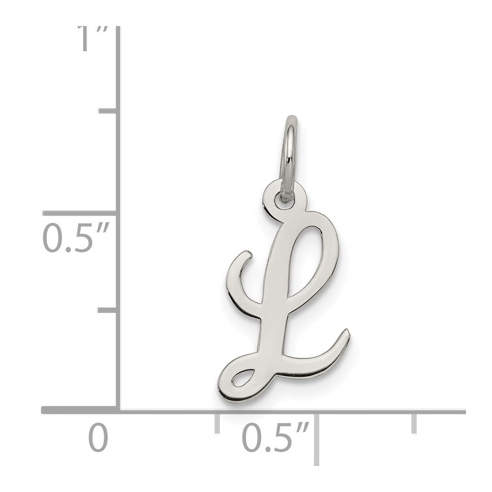 Sterling Silver Rhodium-plated Script Letter L Initial Charm