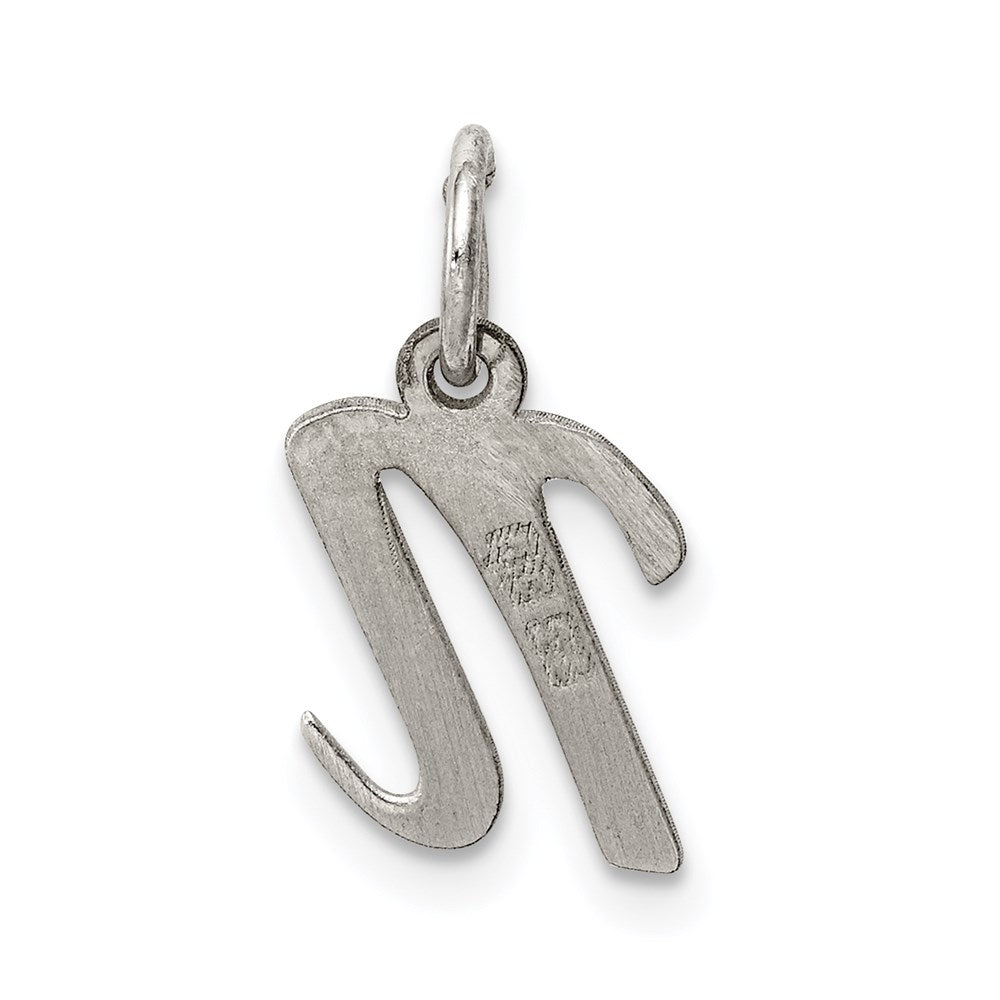 Sterling Silver Rhodium-plated Script Letter N Initial Charm