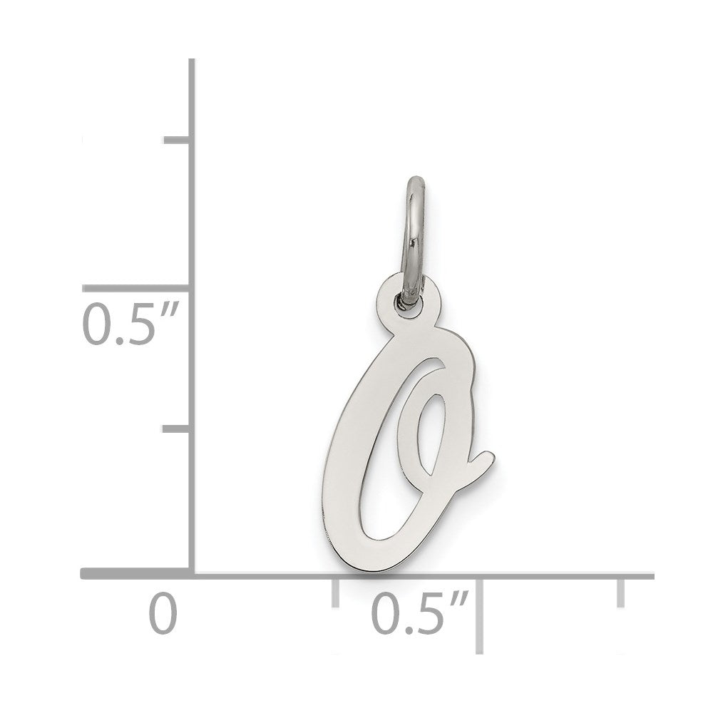 Sterling Silver Rhodium-plated Script Letter O Initial Charm