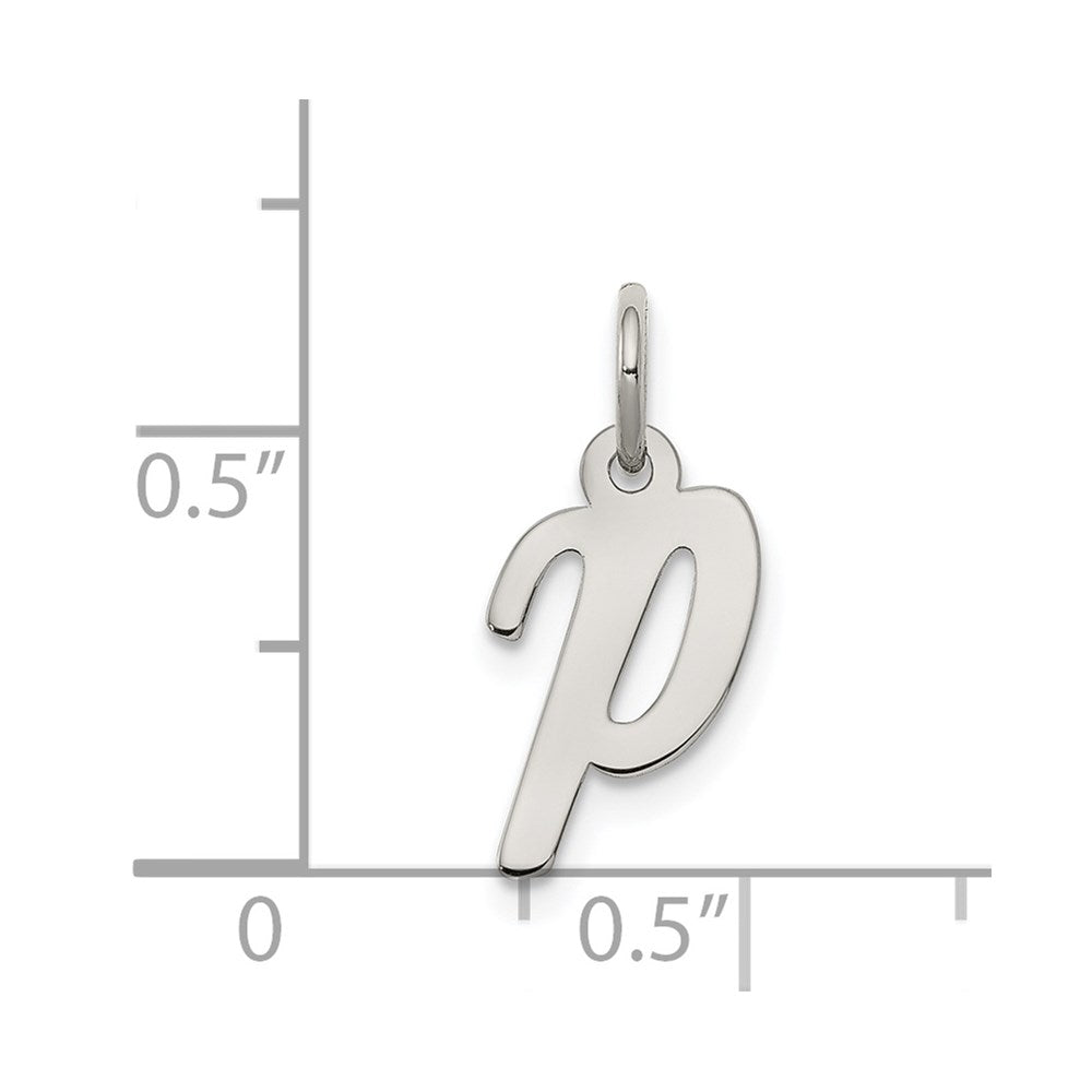 Sterling Silver Rhodium-plated Script Letter P Initial Charm